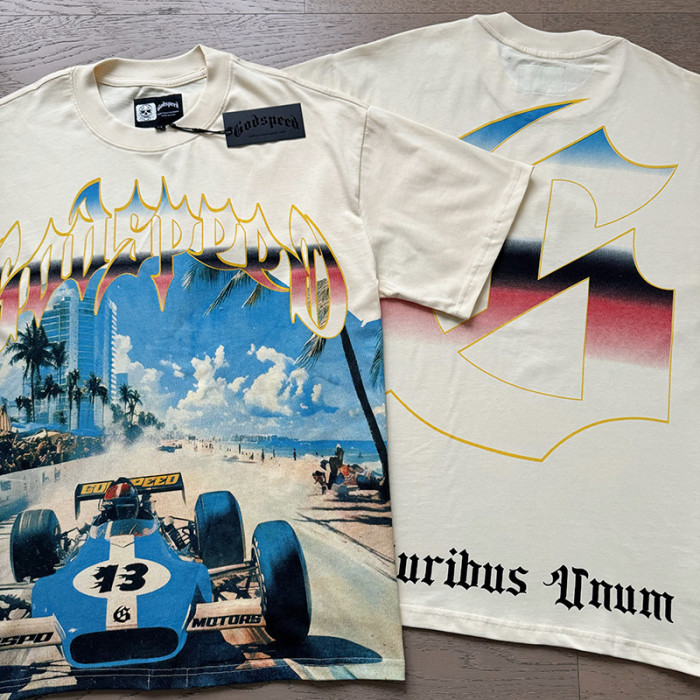 Miami F1 Racing Beige Double-sided Printed Short-sleeved T-shirt 29044616