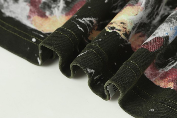 World Tour Three Skulls Black and Army Green Dual-Color Distressed T-Shirt 2 colors 29053372