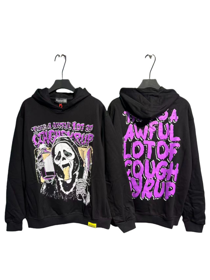 Skull Purple Letter Print Hoodie 28661086