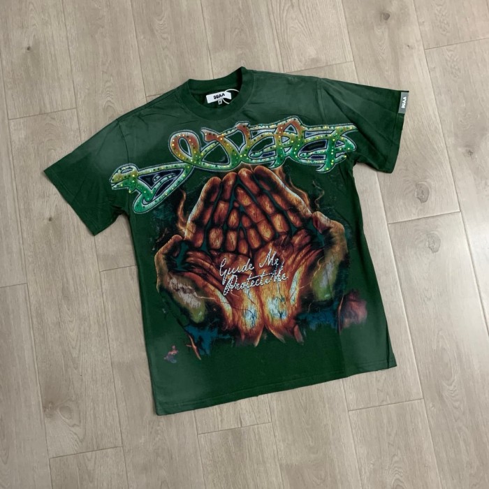 Flame Halo Praying Hands Print Washed Tee 29053837