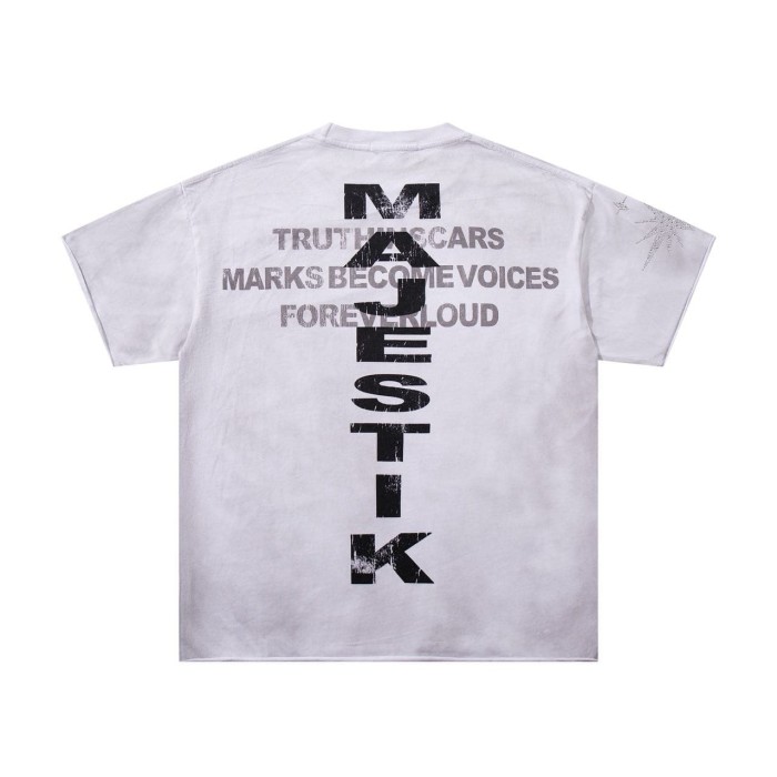 Sinner Series Double Hands Rhinestone Print Washed Tee 29060740
