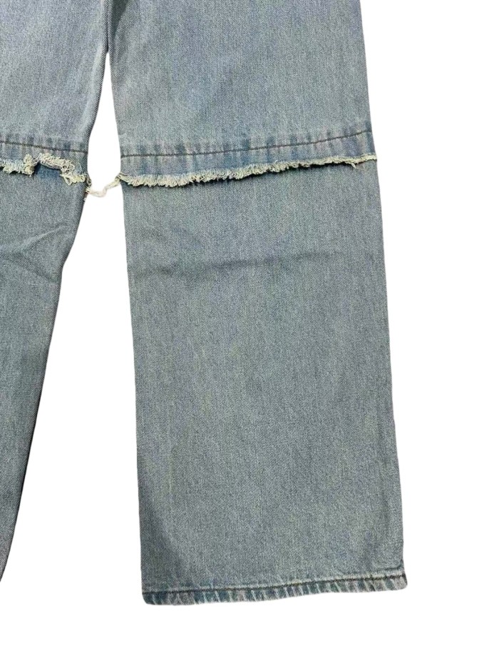 1:1 quality version Knee Patchwork Tassel Embellishment Straight Leg Jeans 28761318