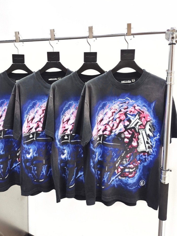 [Big & Tall for weights up to 260 lbs]1:1 quality version Brain Helmet STAR Energy Wash Version Tee