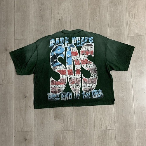 Deep Statue Of Liberty Sculpture Rhinestone Print Washed Tee 29069154
