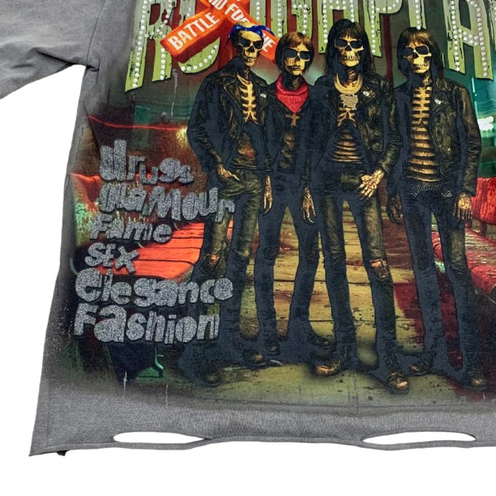 Skeleton sisters 4 Hotfix Rhinestone Print Washed Version Tee 28572230