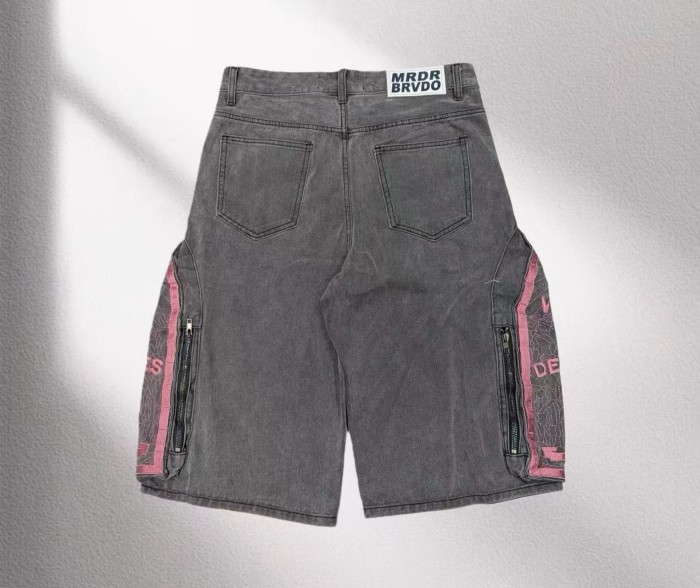 1:1 quality version Spliced Letter Embroidered Denim Shorts 3 colors 29045802