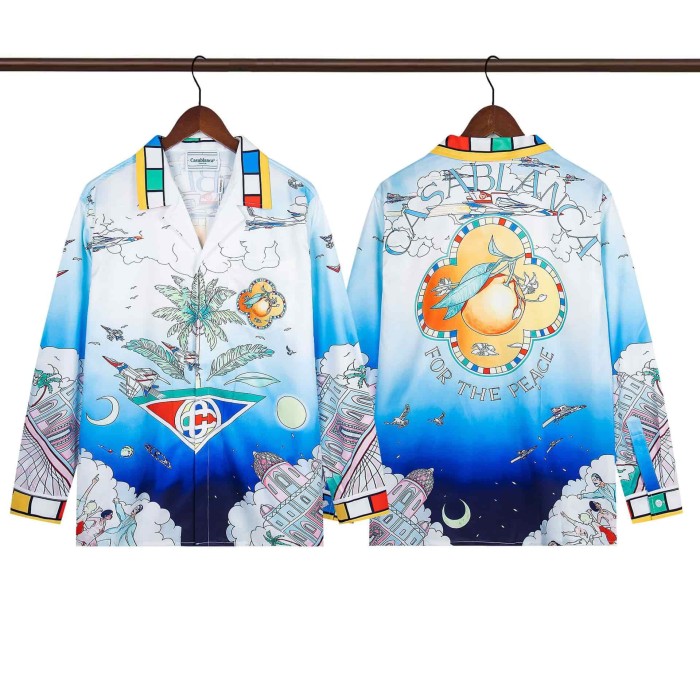 Oil Painting Texture Resort Style Printed Long Sleeve Shirt 41 colors 29105584