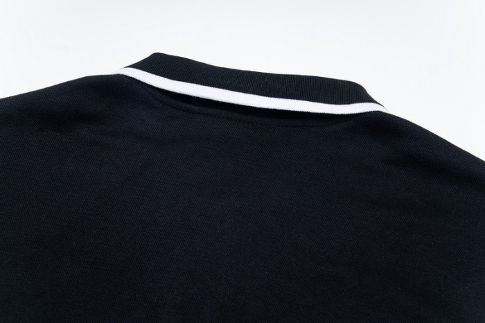 American Street Style Black Contrast Trim Embroidered Logo Polo Shirt 2 colors 29080230