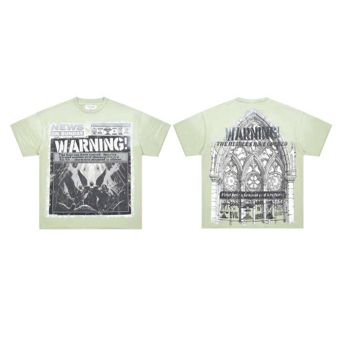 Heaven Open Print Rhinestone Letter  Washed Version Tee 28748376
