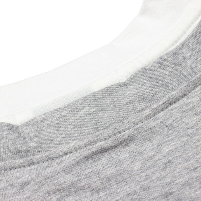 Co-branded back contrast color large letter cursive font gray loose short-sleeved T-shirt 2 colors 29053635