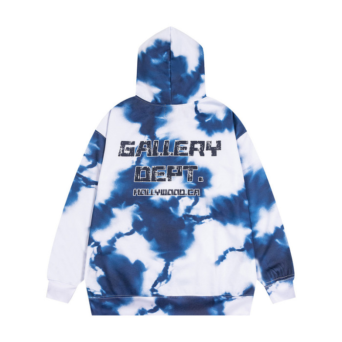 Mottled Letter Print Tie-Dye Hoodie & Pants Set