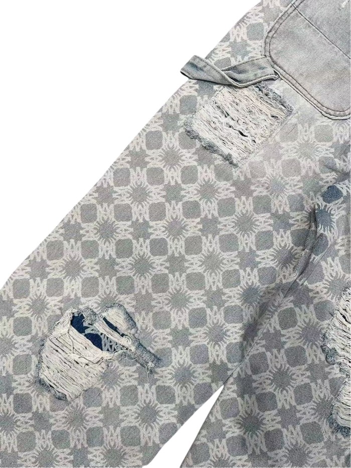 1:1 quality version Rearrange Full Print Pattern Ripped Jeans 28658084