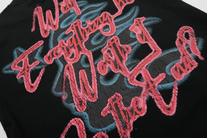 Blue Flame Demon Bird Print Washed Tee 29090186