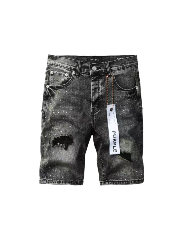1:1 quality vesion Washed Rhinestone-Embellished Distressed Denim Shorts 29018282