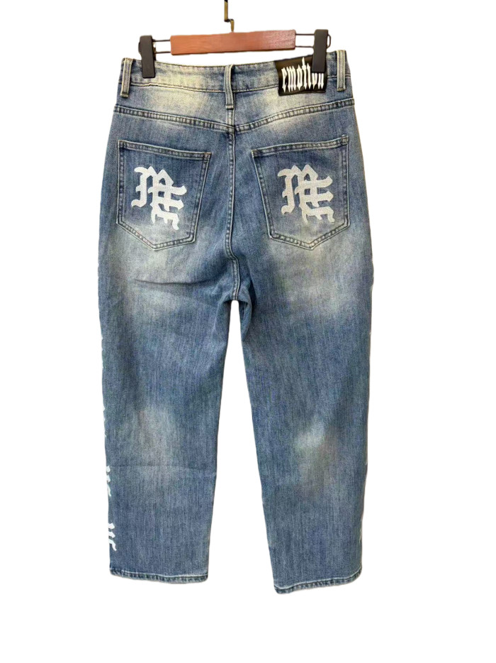 Side Letter Logo Print Washed Denim Jeans 4 colors 28678956