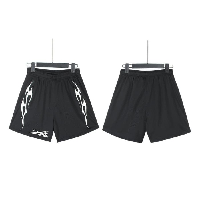 Black And White Flame Print Mesh Shorts 2 colors 29035460