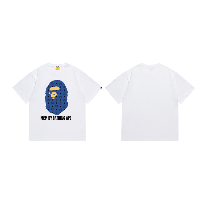 MCM Co-Branded Diamond Block Pattern Ape Head Tee 4 colors