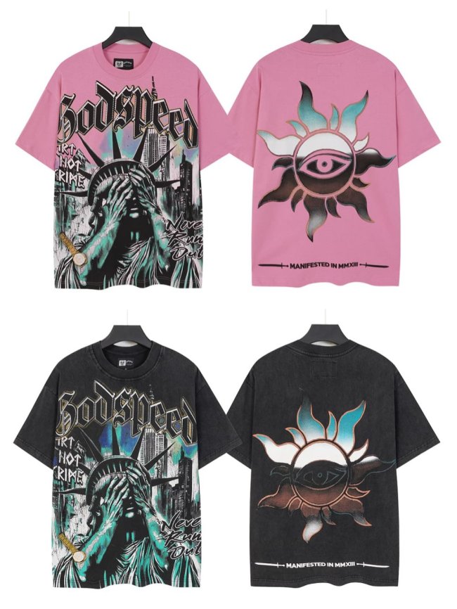 Face-Covering Statue of Liberty Print Washed Tee 2 colors 29098148