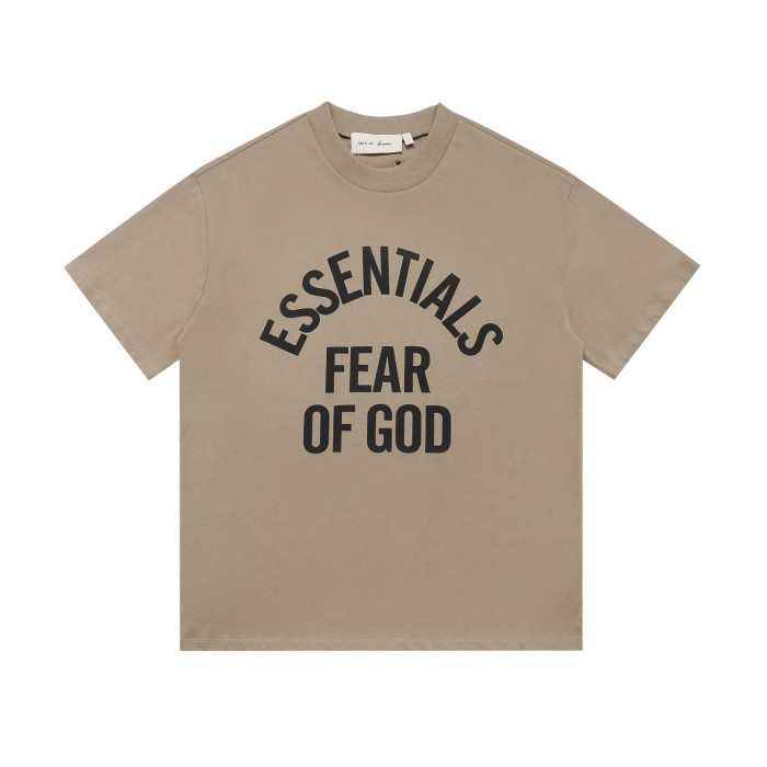 Curved large letter khaki loose drop shoulder short-sleeved T-shirt 4 colors 29053742