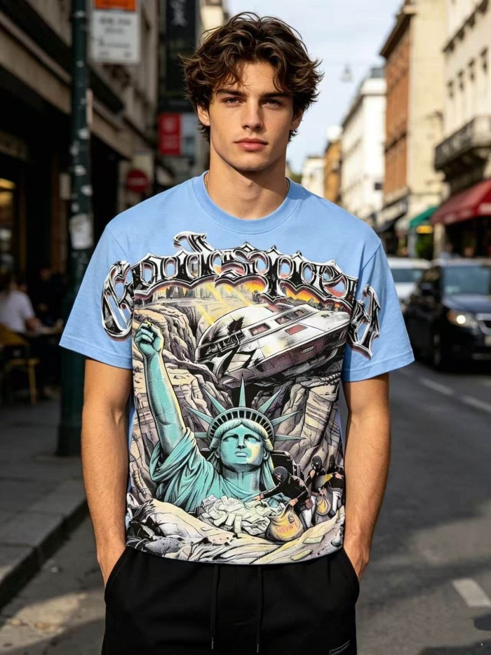 Statue of Liberty UFO Ruins Print Washed Tee 2 colors 29098151
