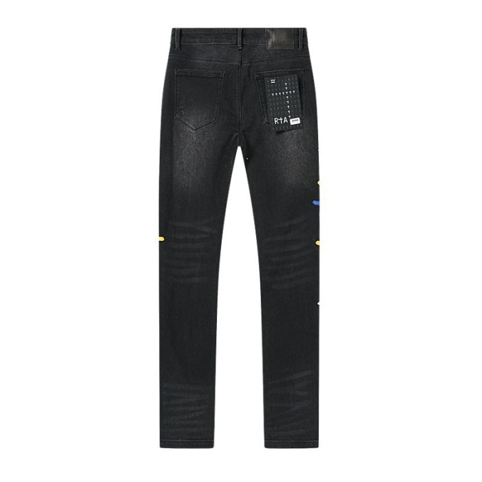 Colorful Cross Embroidered Jeans 28750151