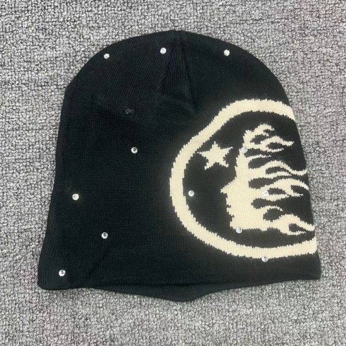 1:1 quality version Hip Hop Rhinestone Personalized Pattern Cold beanie 6 colors