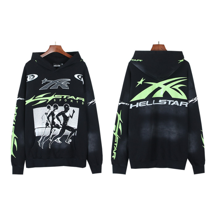 28367321 Running Man Letter Print Sports Washed Version hoodie & pants set