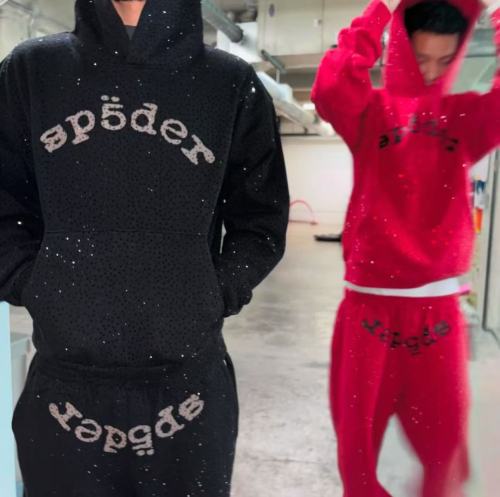 [Big & Tall for weights up to 220 lbs]1:1 quality version  Full print rhinestone monogrammed VVS hoodie & pants set 2 colors
