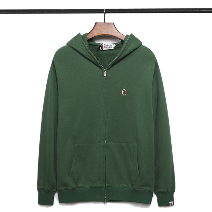Ape Head Embroidered Small Label Solid Color Zip Hoodie 5 colors