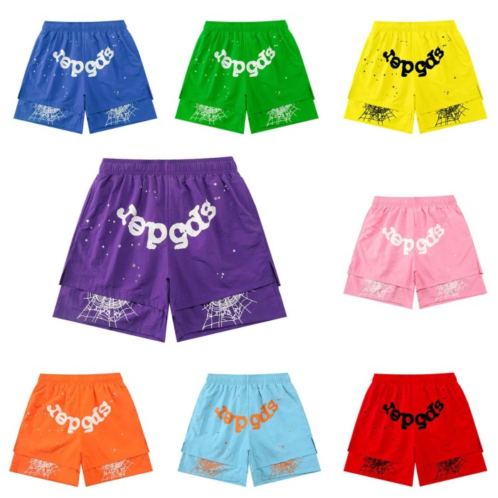 Colorful Graffiti  Spider  & Web Print Streetwear Layered Shorts 19 colors 29097074