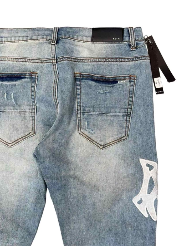 1:1 quality version White Paw Embroidery Ripped Jeans 29080648