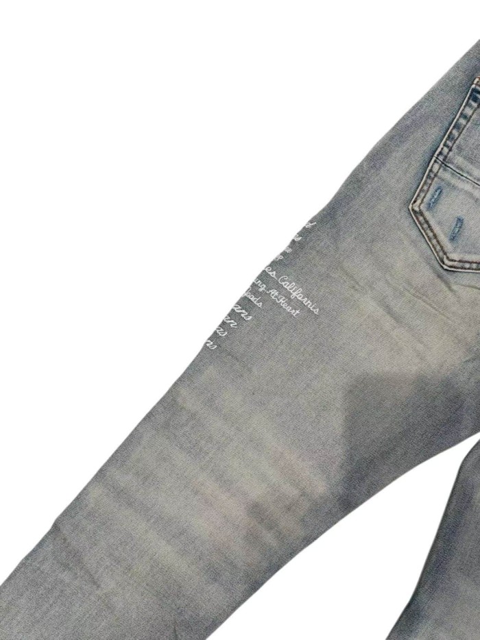 1:1 quality version Colorful Preppy Letter Slogan Embroidery Jeans 29080650