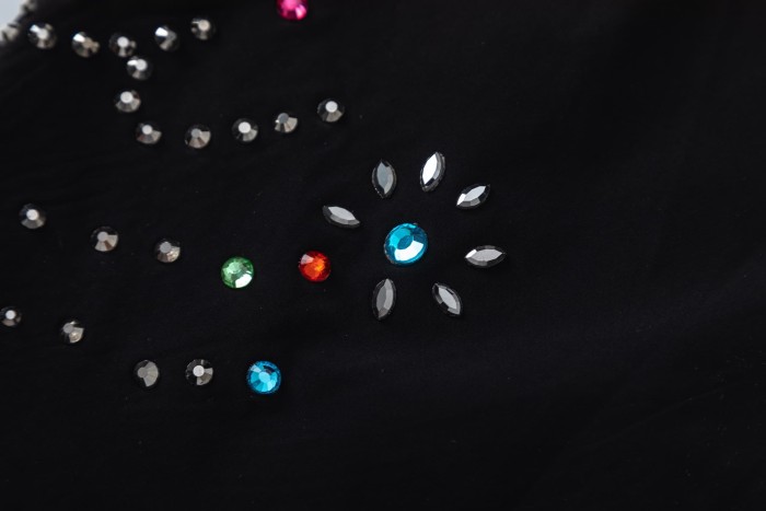 Rhinestone Logo With Colorful Tiny Diamonds Woven Shorts 29052429