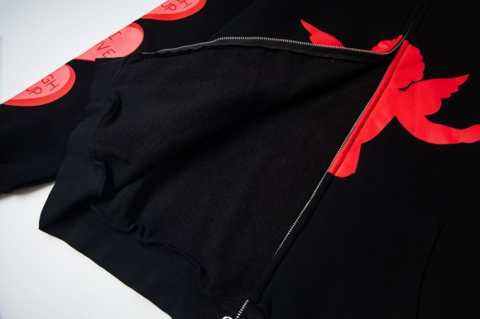 Love Cupid Print Zipper Hoodie 29035412