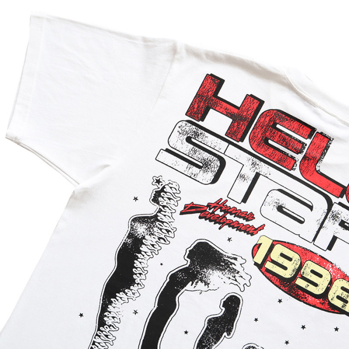 Human evolution skull print tee