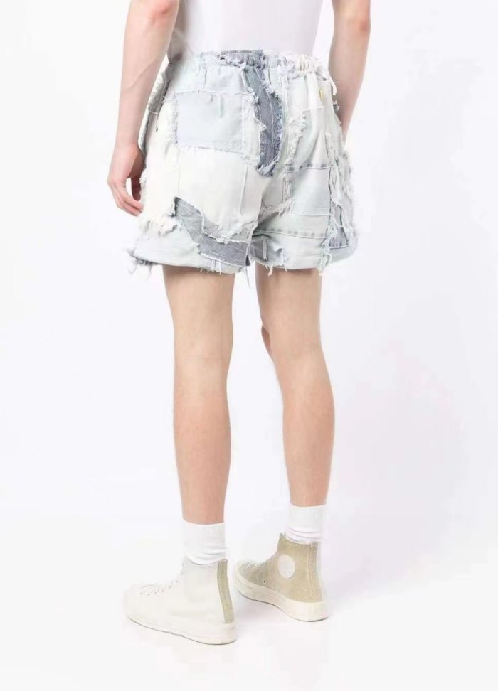[Big & Tall for weights up to 260 lbs]1:1 quality version Denim Patchwork Shorts