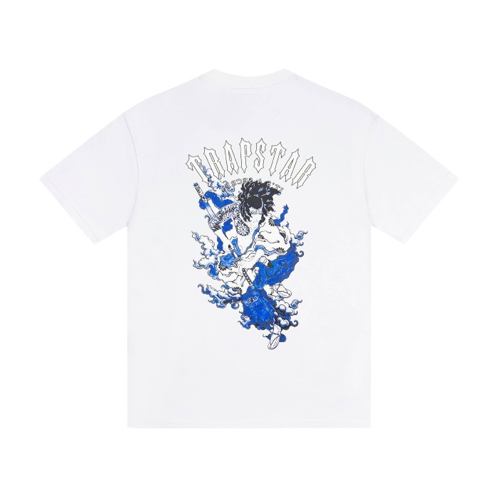 Trapstar Streetwear Tee with Blue Samurai & Cloud Print T-Shirt 2 colors 29069449
