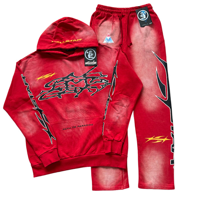 28367333 HS Letter Print Washed Version hoodie & pants set