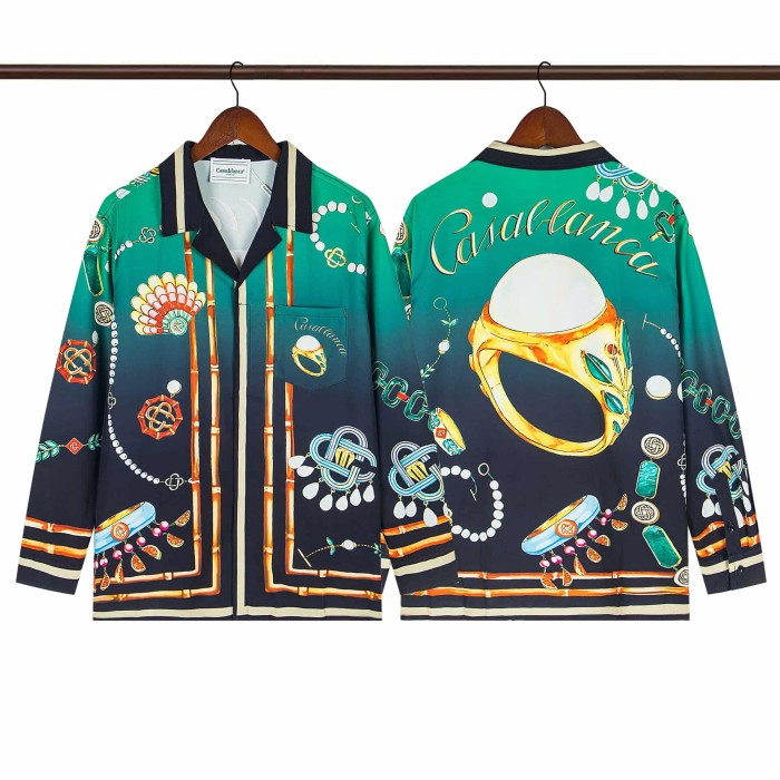 Oil Painting Texture Resort Style Printed Long Sleeve Shirt 41 colors 29105584
