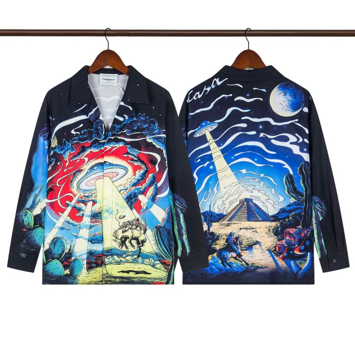Oil Painting Texture Resort Style Printed Long Sleeve Shirt 41 colors 29105584
