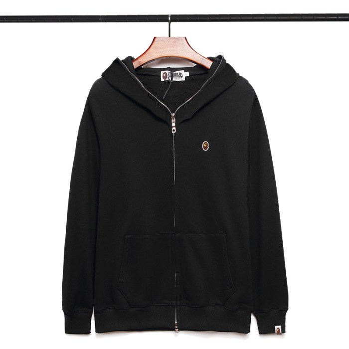 Ape Head Embroidered Small Label Solid Color Zip Hoodie 5 colors