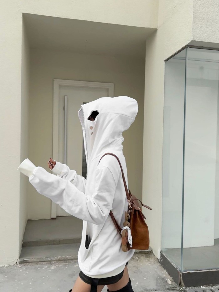 1:1 quality version Shark Shape Breathable Eyelet Zipper Hoodie 4 colors 28881163