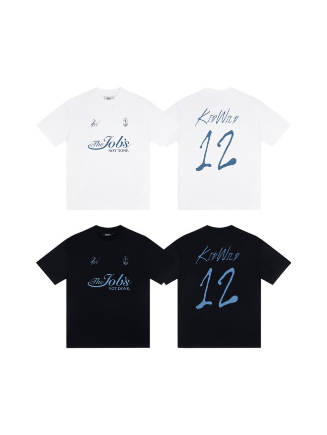 Minimalist Tee with Handwritten Script Text & 12 Number Print T-Shirt 2 colors 29077287