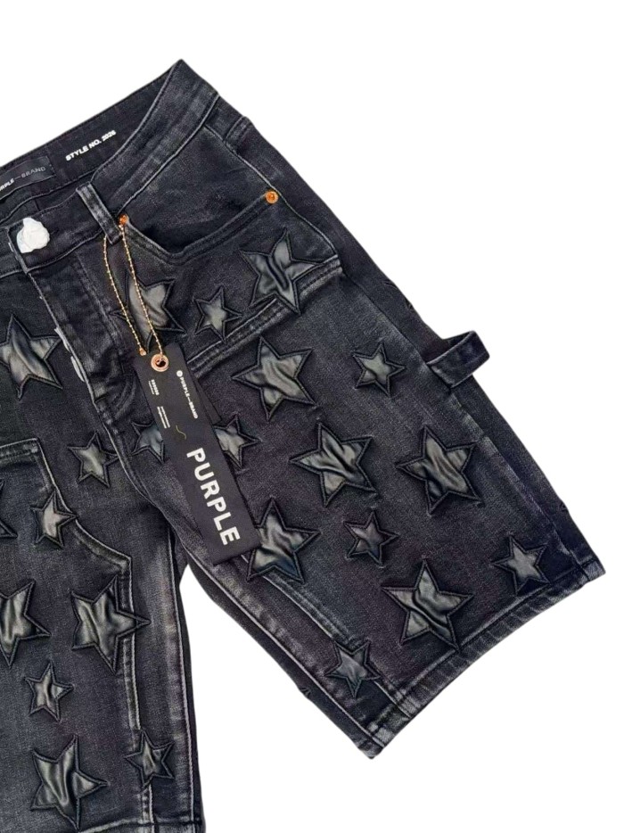 1:1 quality version Leather Five-Pointed Star Patch Denim Shorts 28920228