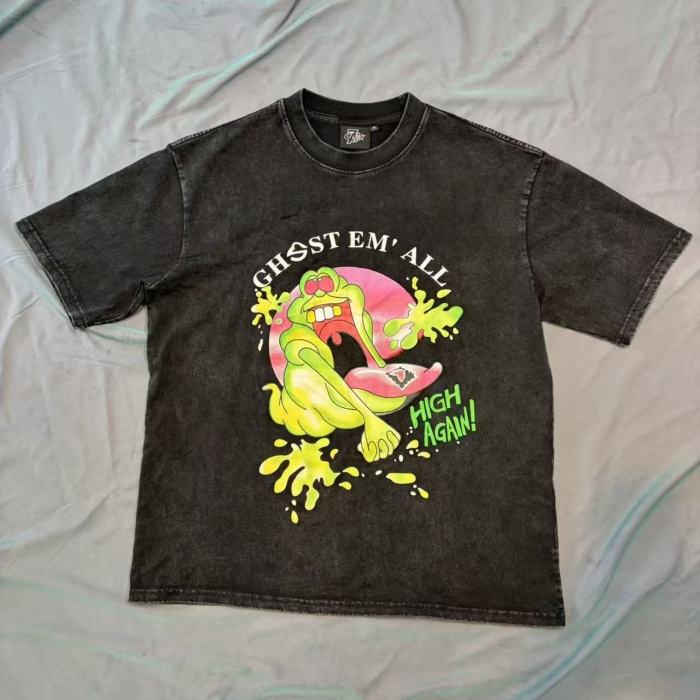 Graffiti angel pattern printed street hip hop crew neck tee 12 colors 29069216