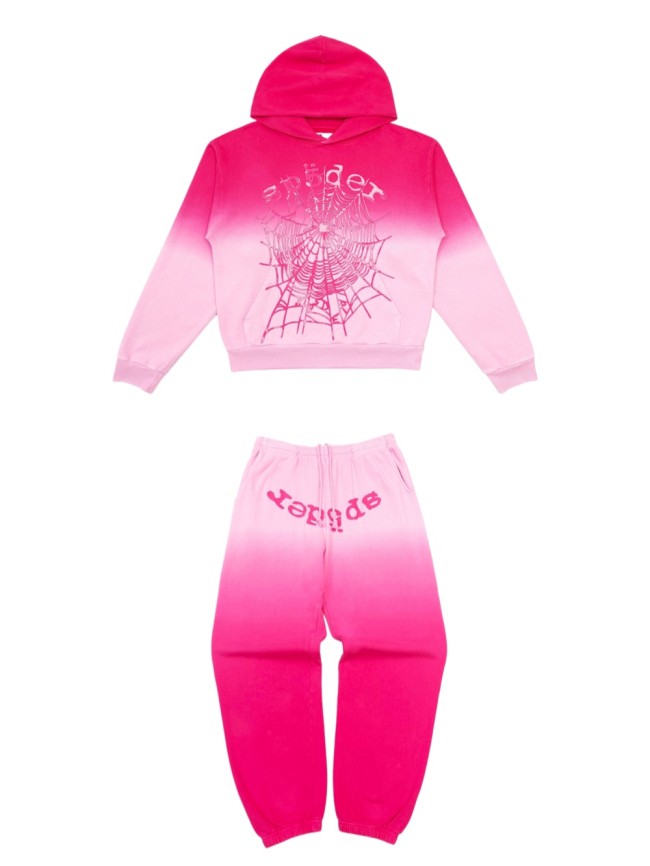 [Big & Tall for weights up to 220 lbs]1:1 quality version Red Pink Dip Dye Print Hoodie & Pants Set 29033218