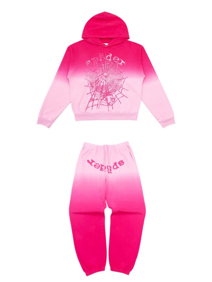 [Big & Tall for weights up to 220 lbs]1:1 quality version Red Pink Dip Dye Print Hoodie & Pants Set 29033218