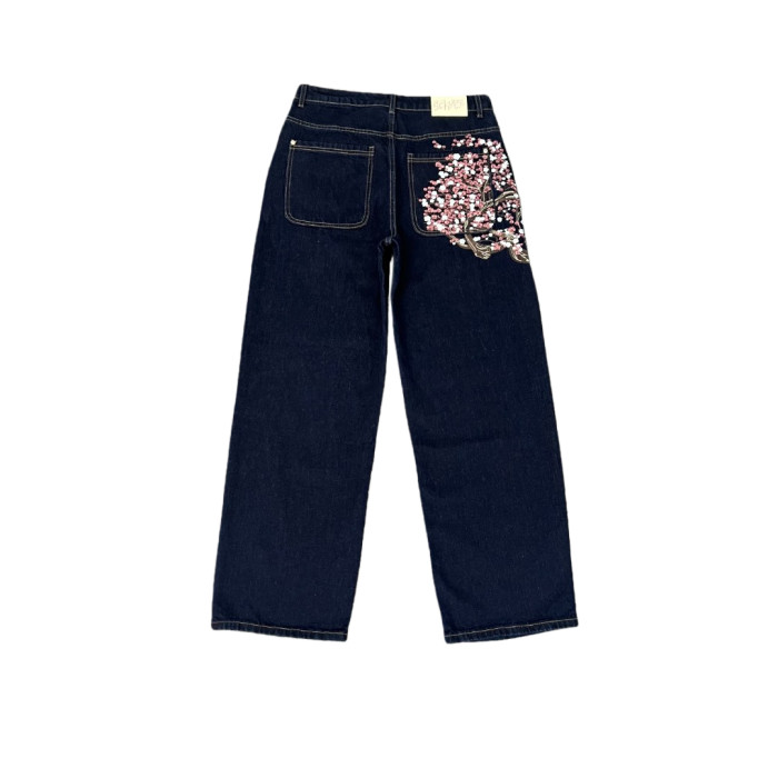 Embroidered Cherry Blossom Denim Jeans 28519272