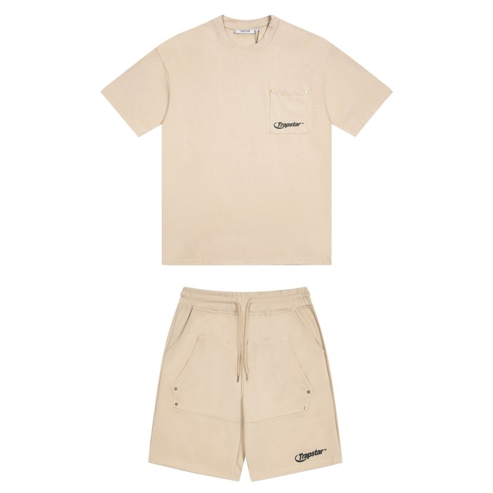 American Trendy Brand Letter Pocket Embroidery Tee & Shorts Set 3 colors 29080429