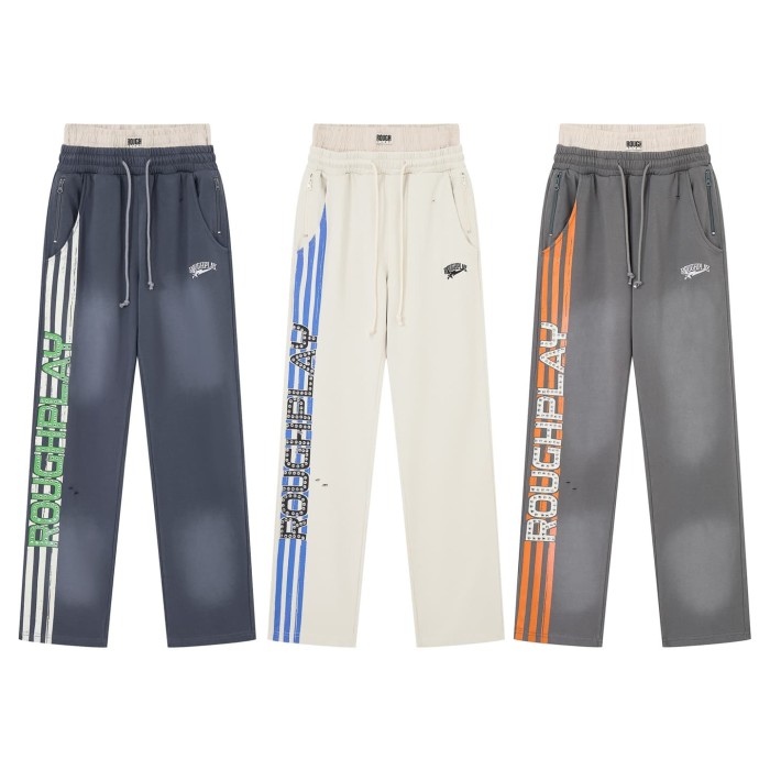 Double Waistband Side Stripe Print Gradient Washed Sweatpants 3 colors 29068989